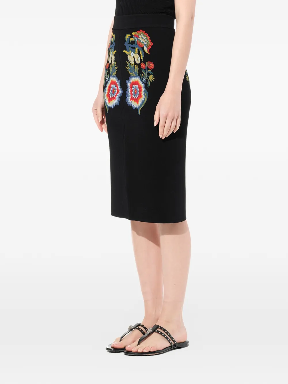 Alexander McQueen Kokerrok met geborduurde bloemen Zwart