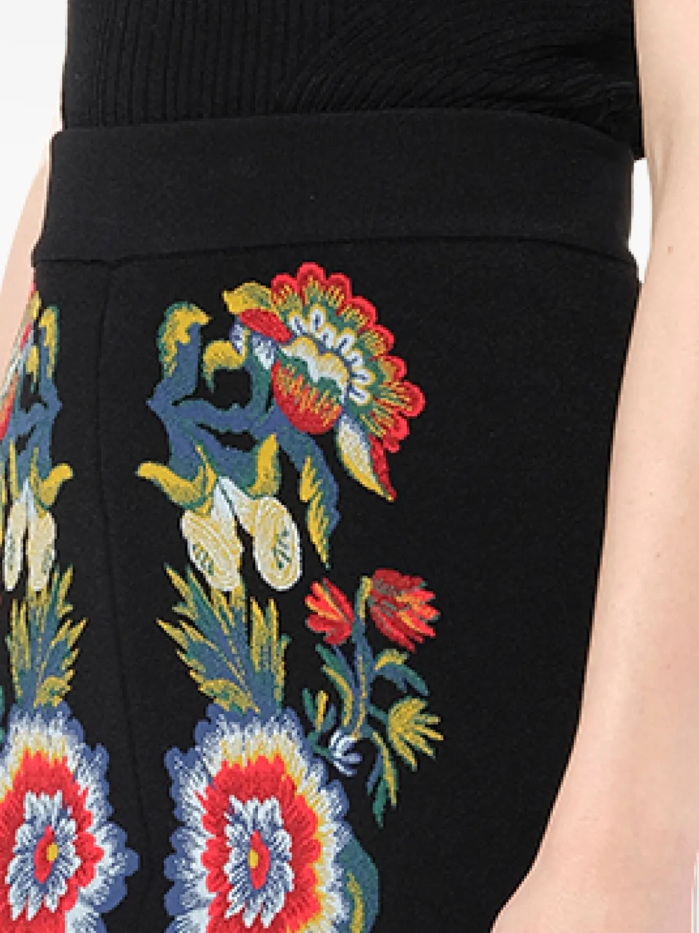 Alexander McQueen Kokerrok met geborduurde bloemen Zwart
