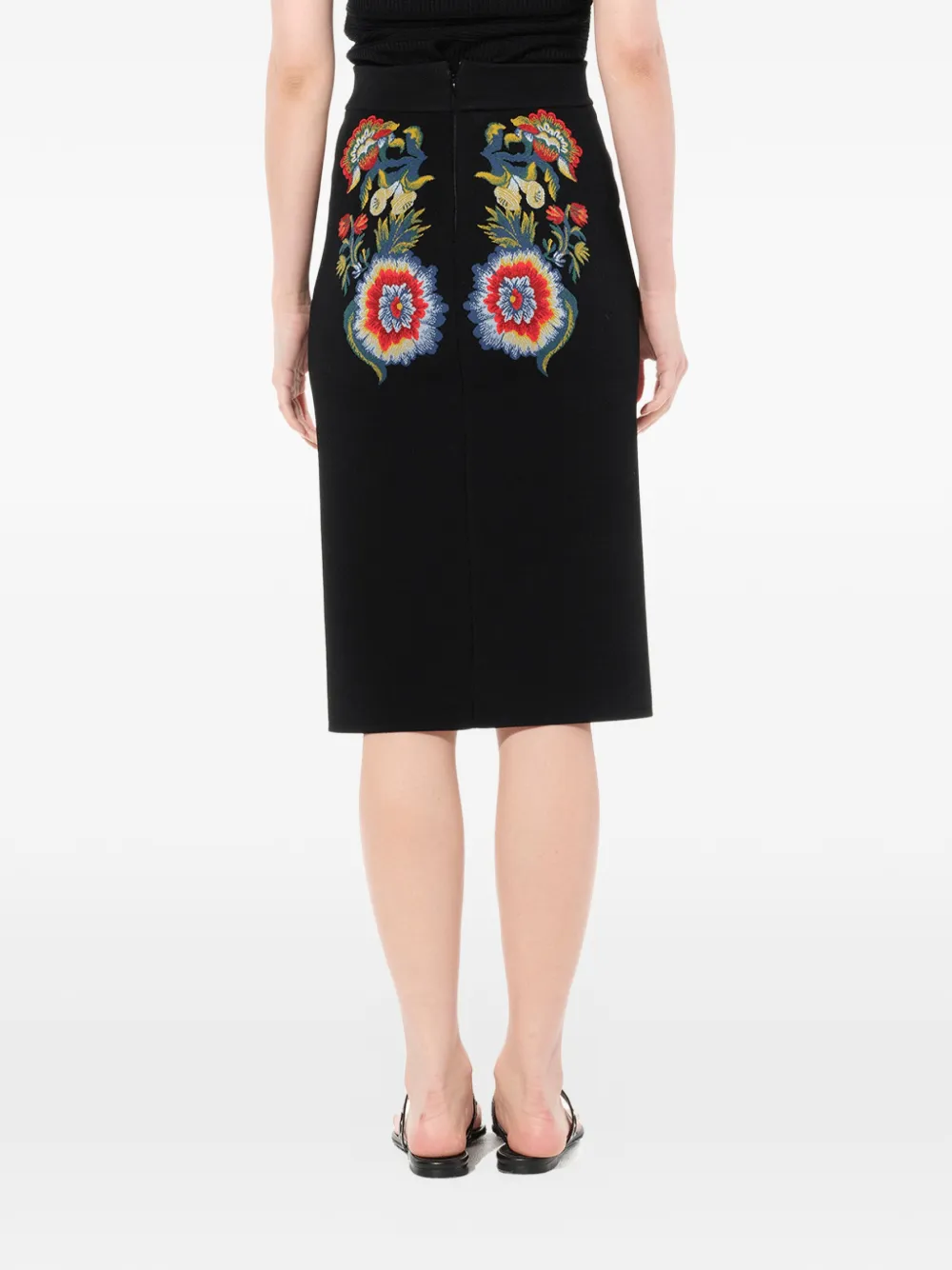 Alexander McQueen Kokerrok met geborduurde bloemen Zwart