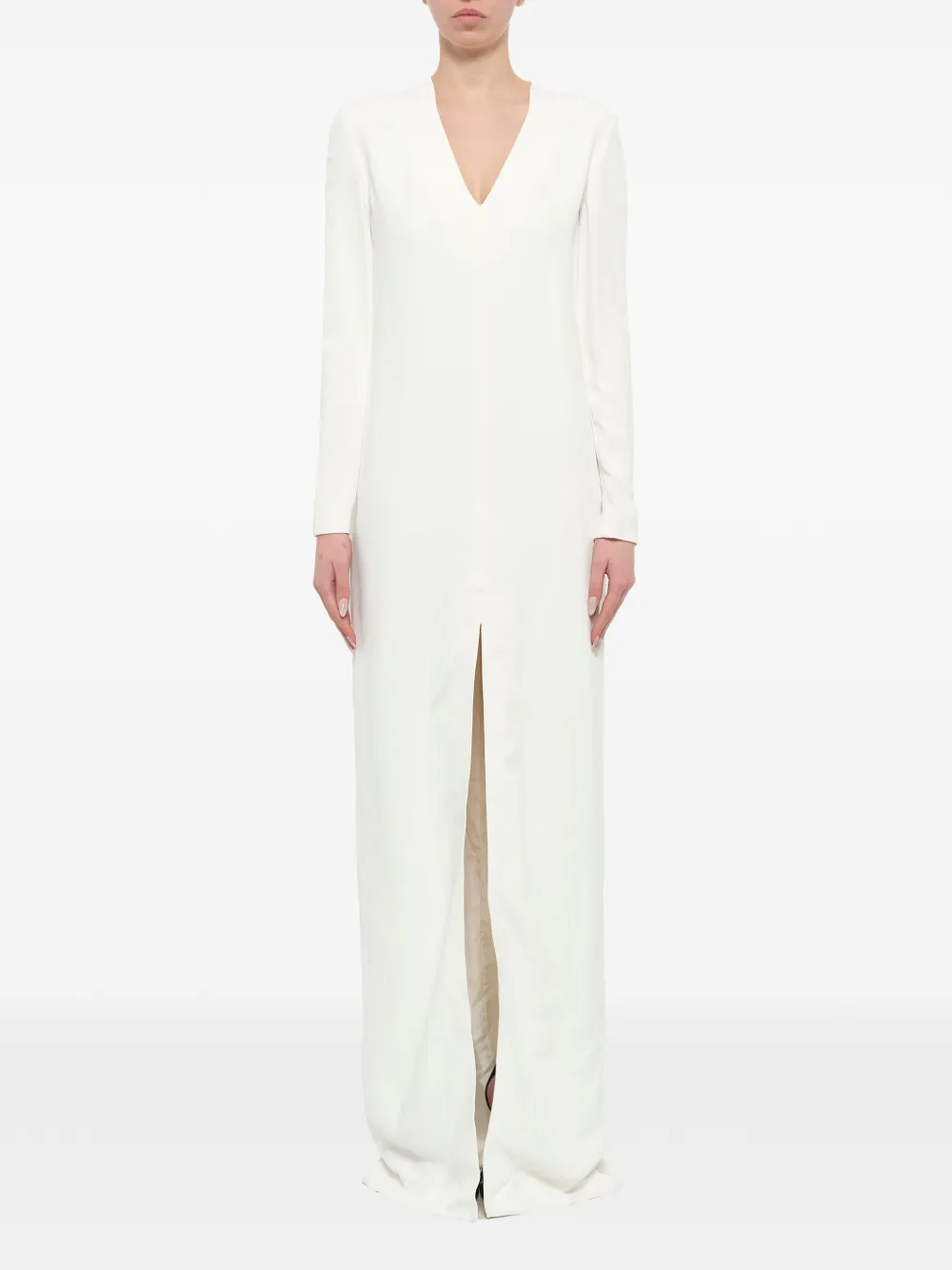 Lanvin V-neck front-slit maxi dress