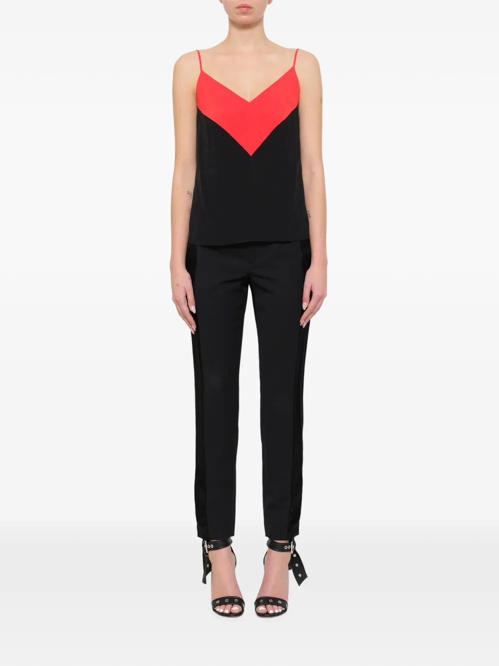 Lanvin colour-block silk top Zwart