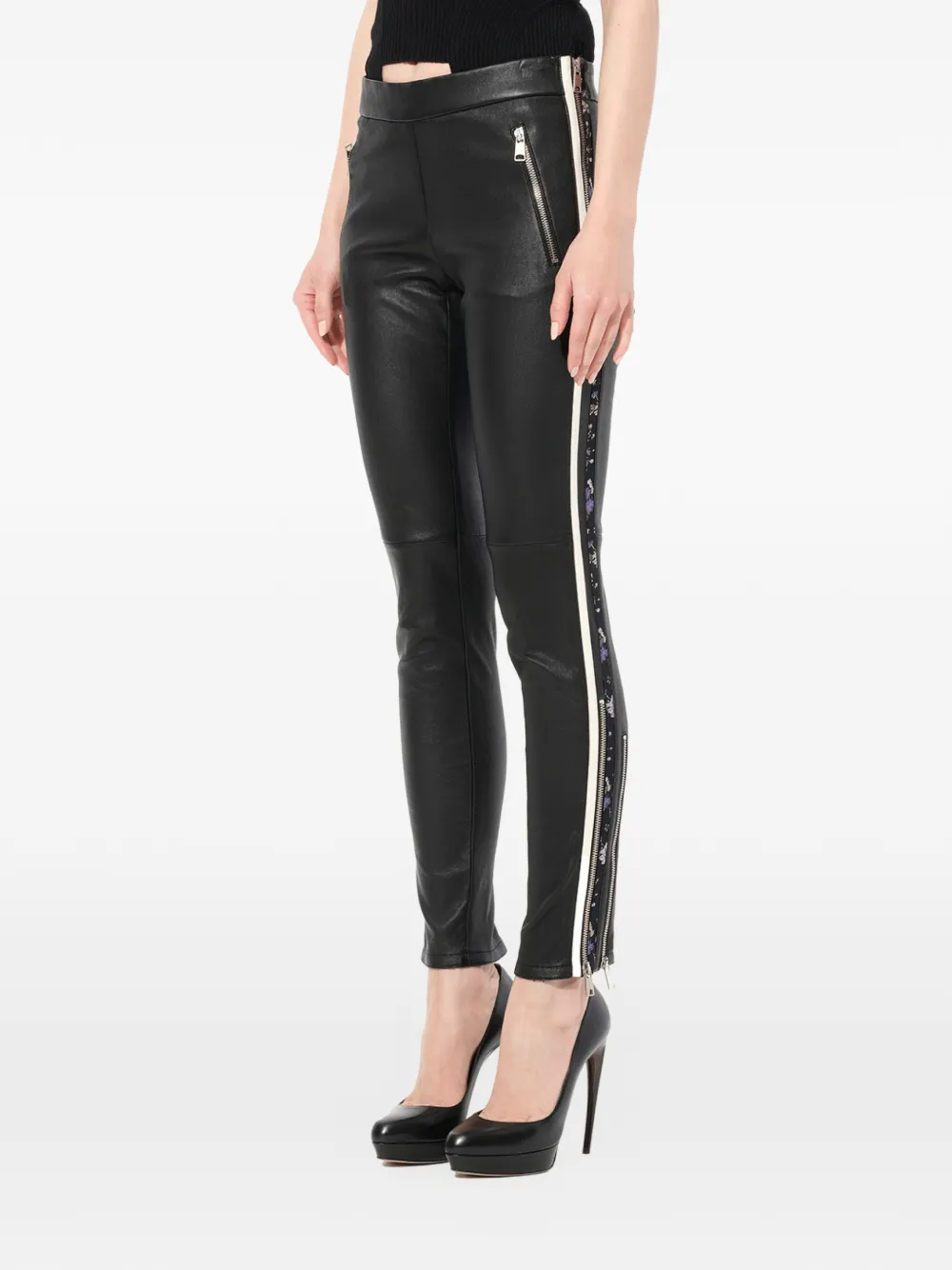 Alexander McQueen Legging met ritsdetail Zwart