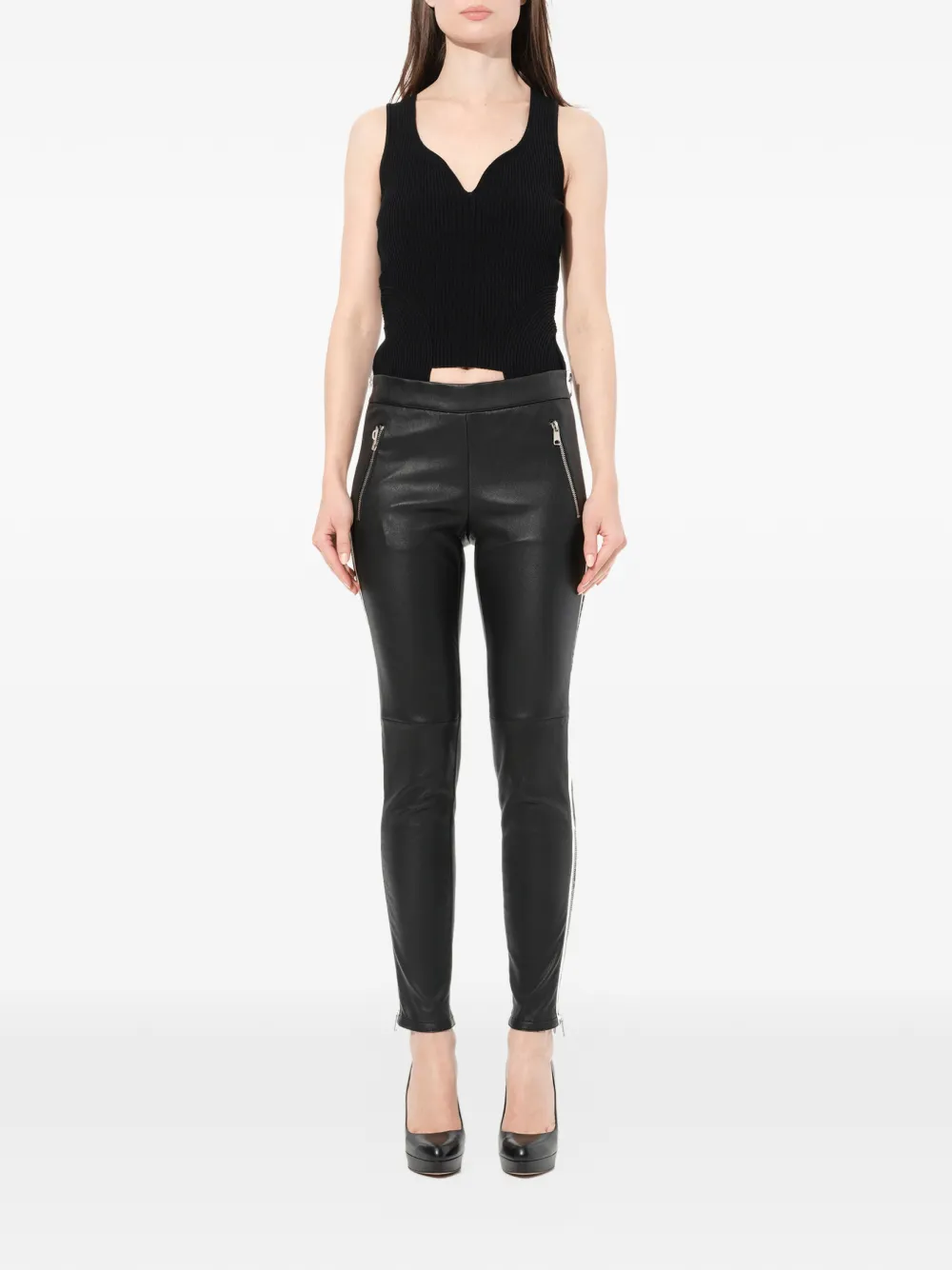 Alexander McQueen Legging met ritsdetail Zwart