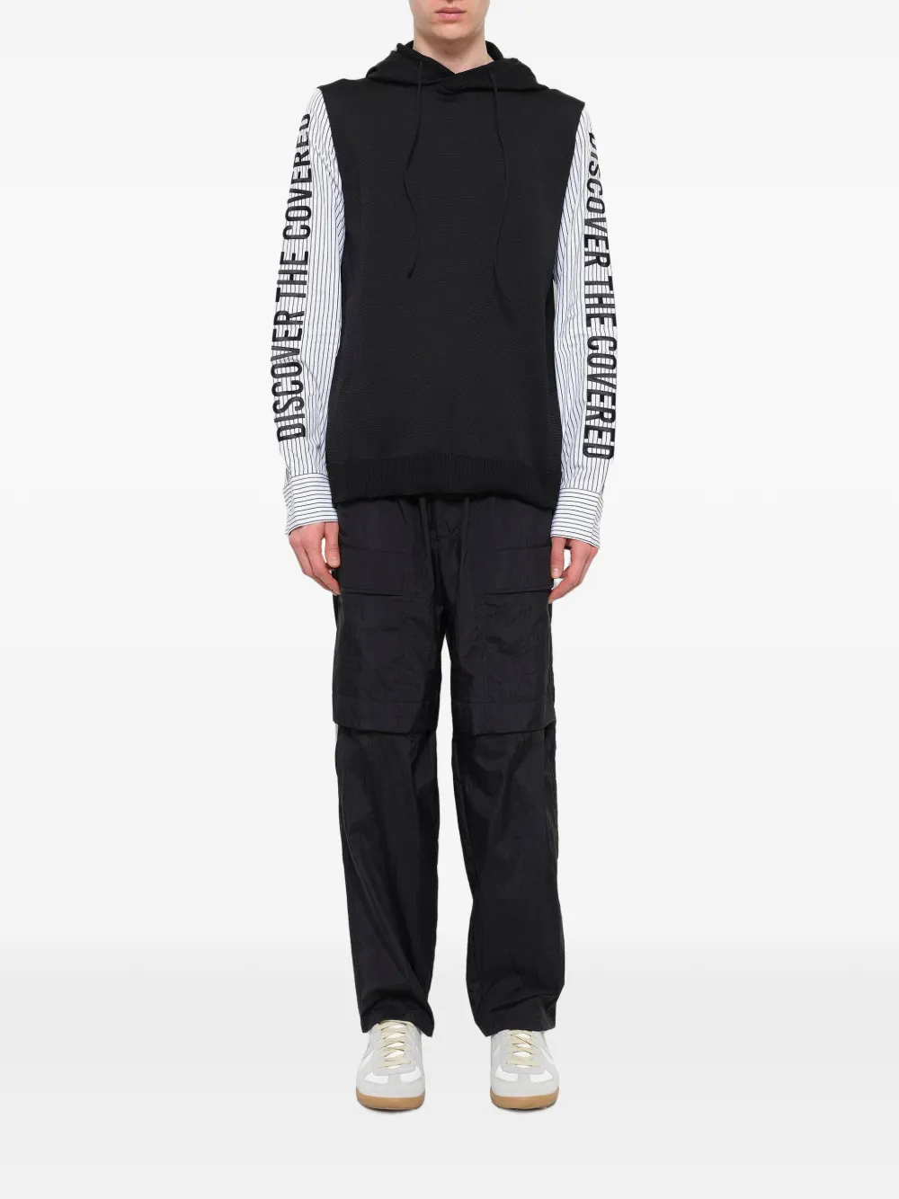 Juun.J Hoodie met gelaagd effect en gestreepte mouwen Zwart