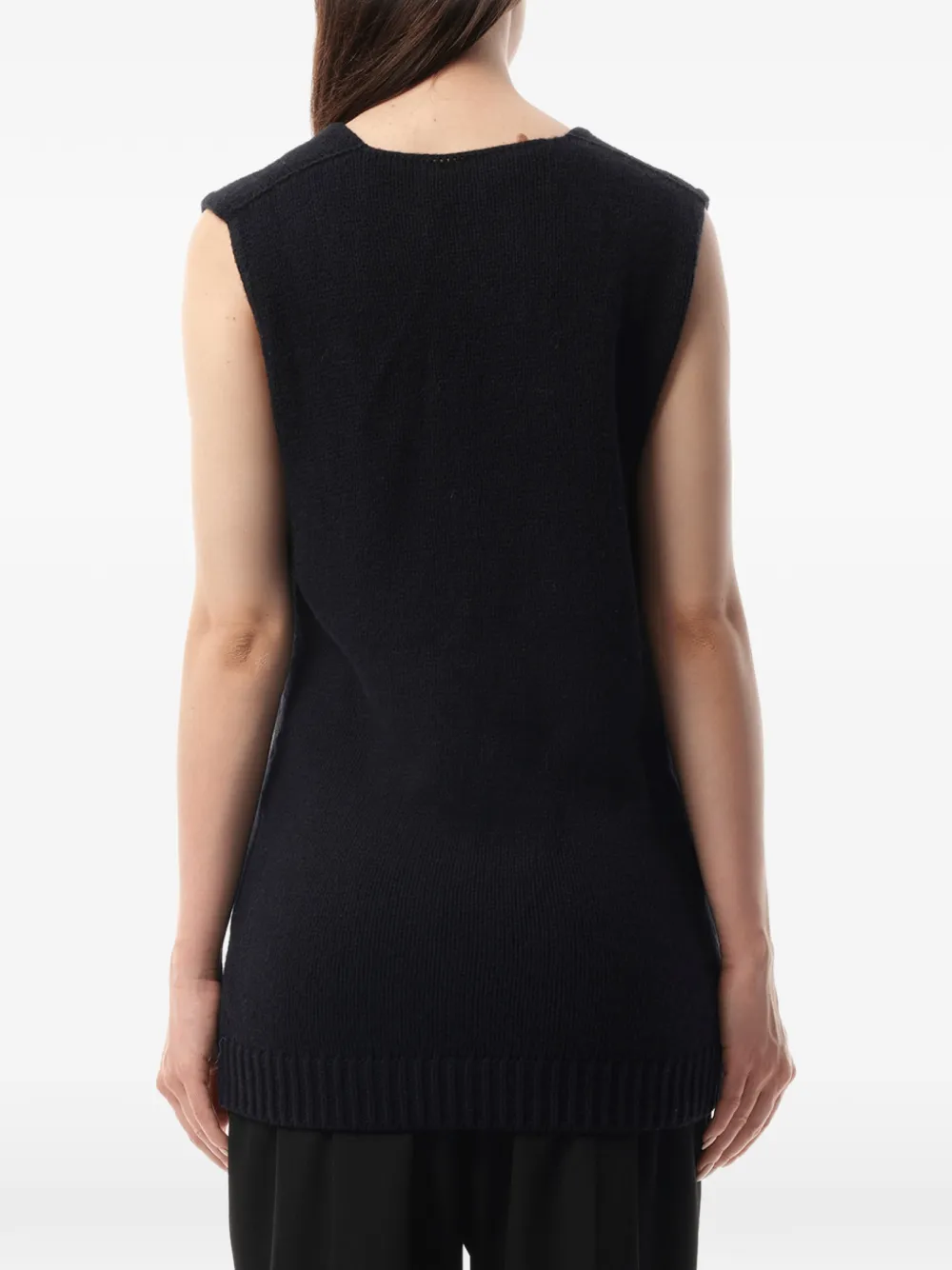 Lanvin Trui met V-hals en geribbelde afwerking Zwart