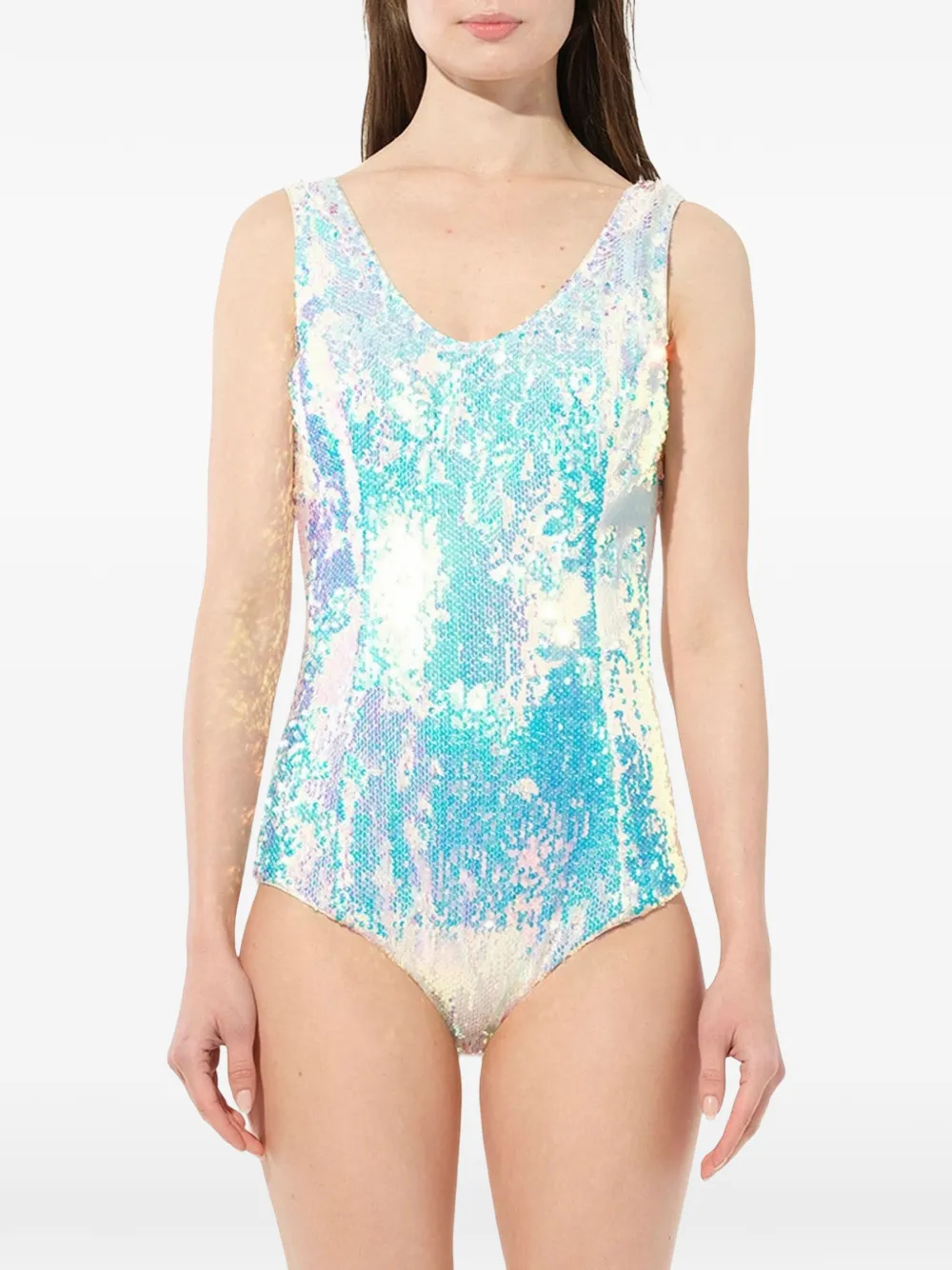 Balmain Bretelles sequin-embellished bodysuit - Bianco