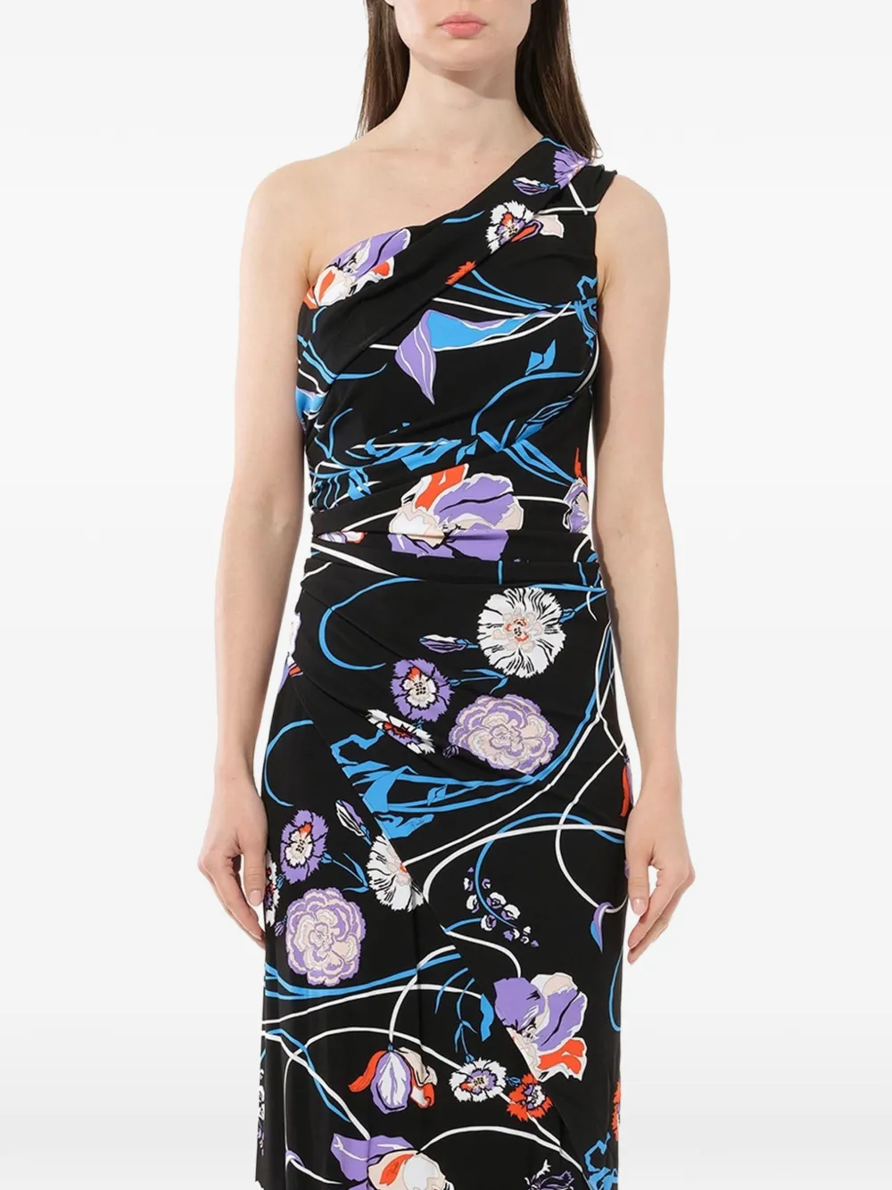 PUCCI floral-print one-shoulder dress - Nero