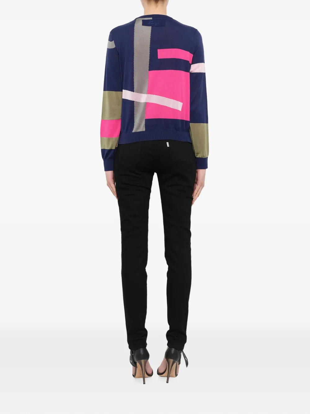 Kenzo geometric-pattern long-sleeve sweater Blauw