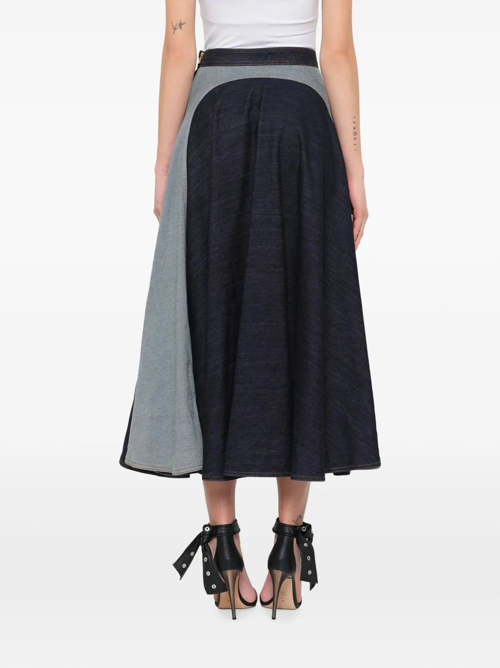 Lanvin panelled midi denim skirt Blauw