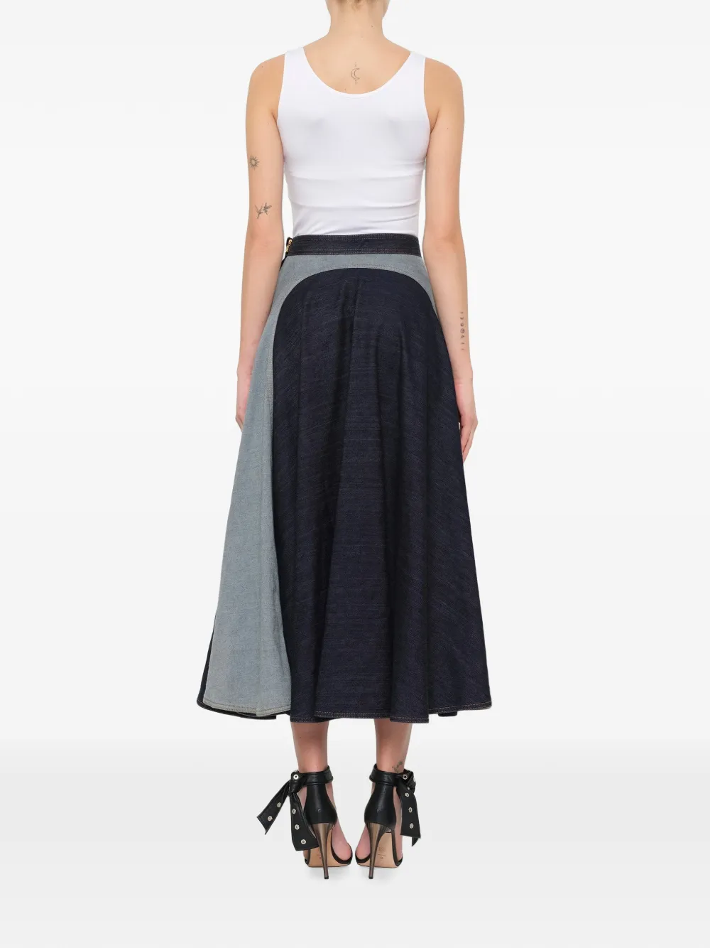 Lanvin panelled midi denim skirt Blauw