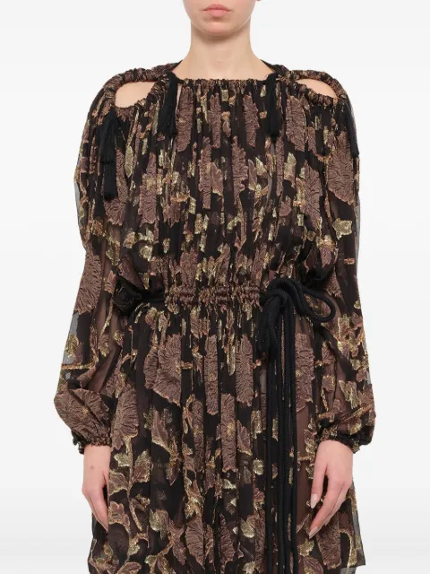 Lanvin robe à fleurs en jacquard à épaules dénudées