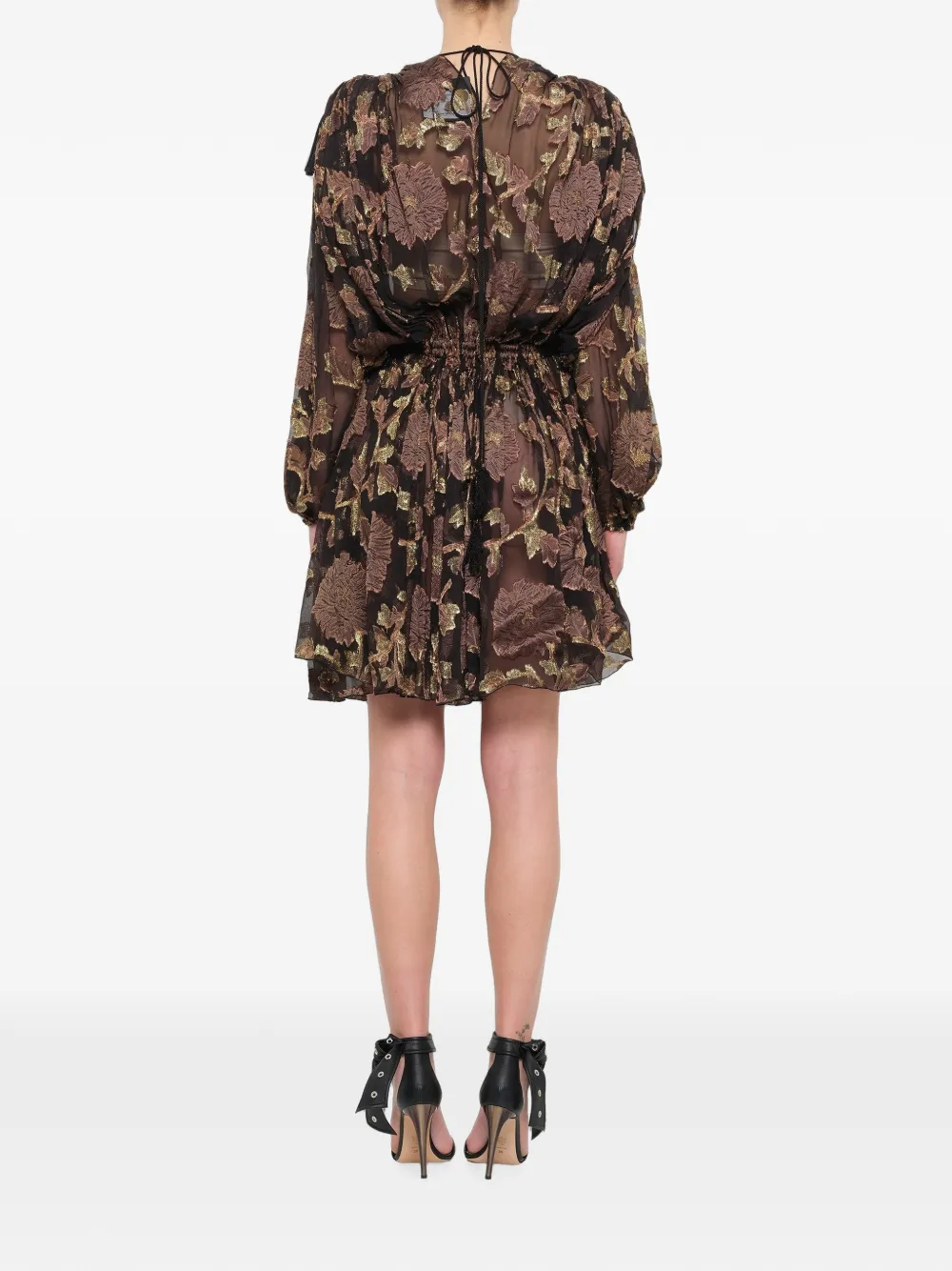 Lanvin Jurk met bloemen-jacquard en koude schouders Zwart