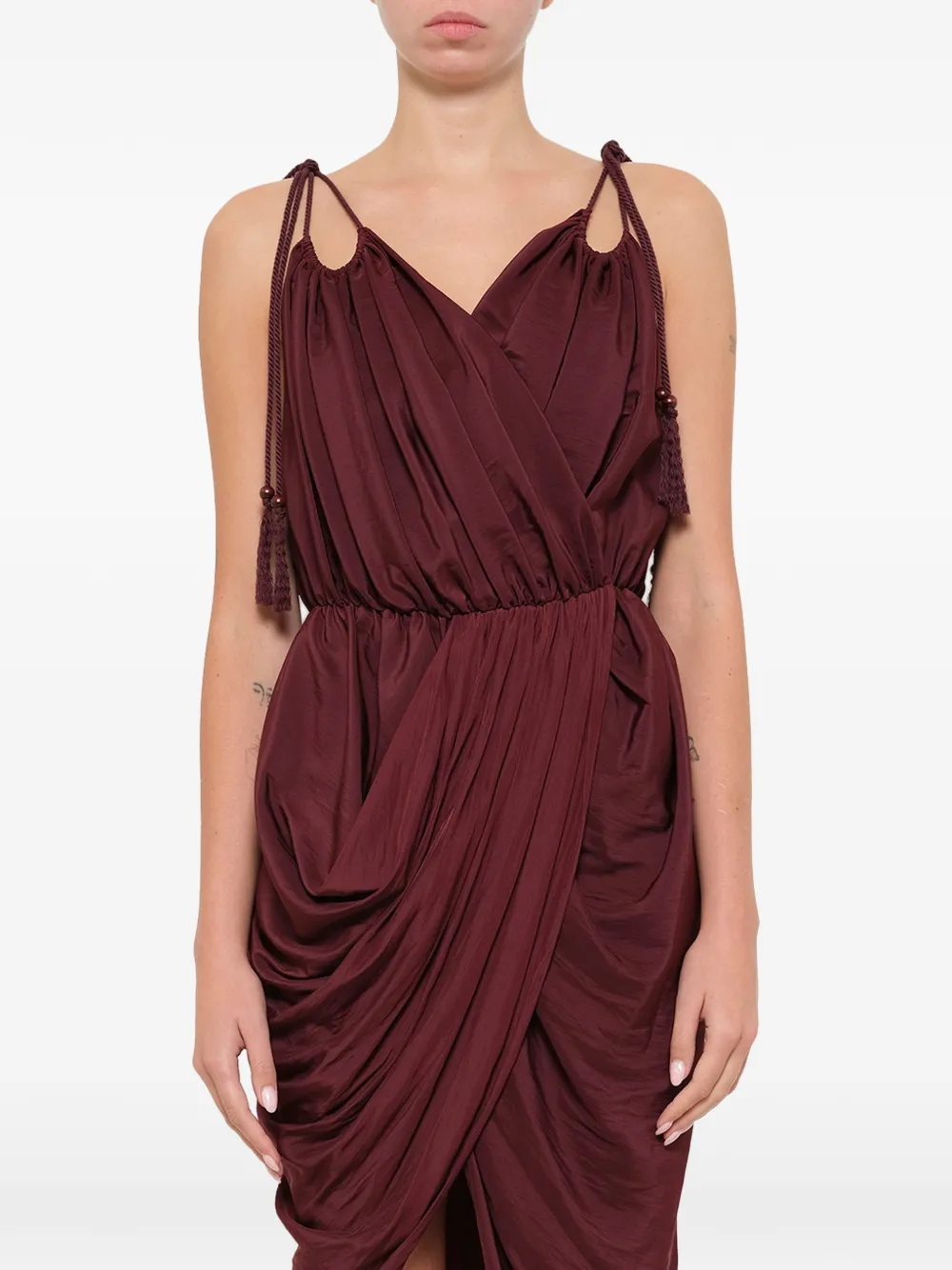 Lanvin tassel-detail draped dress - Rosso