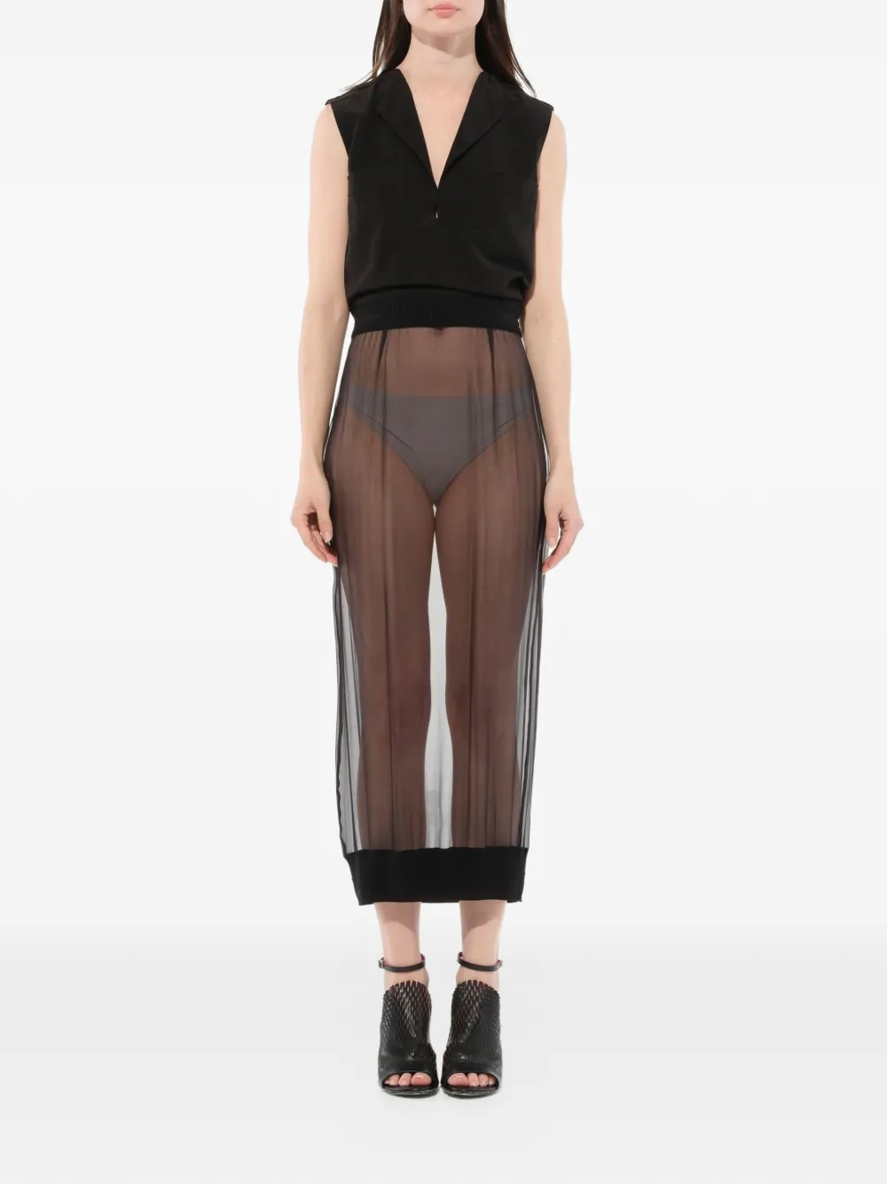 Givenchy sheer ribbed-trim skirt - Nero
