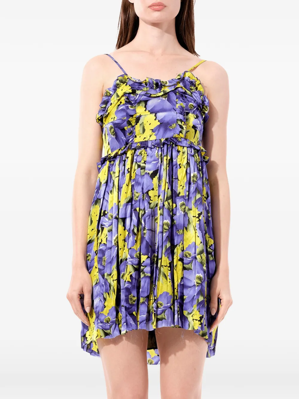Balenciaga floral-print ruffled dress - Violett