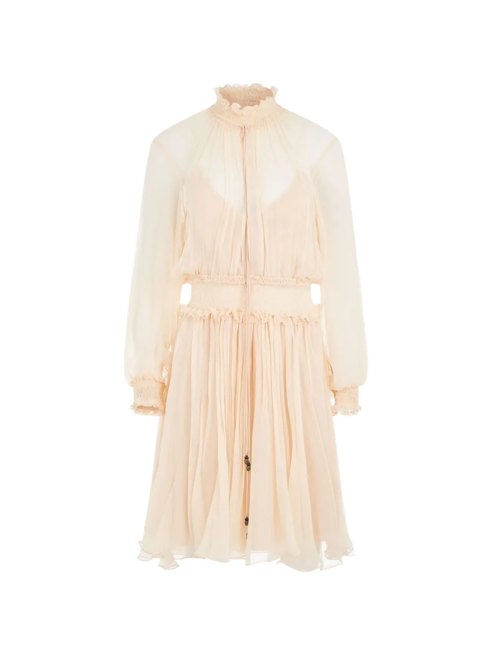Chloé ruffle-hem long-sleeve dress - Nude