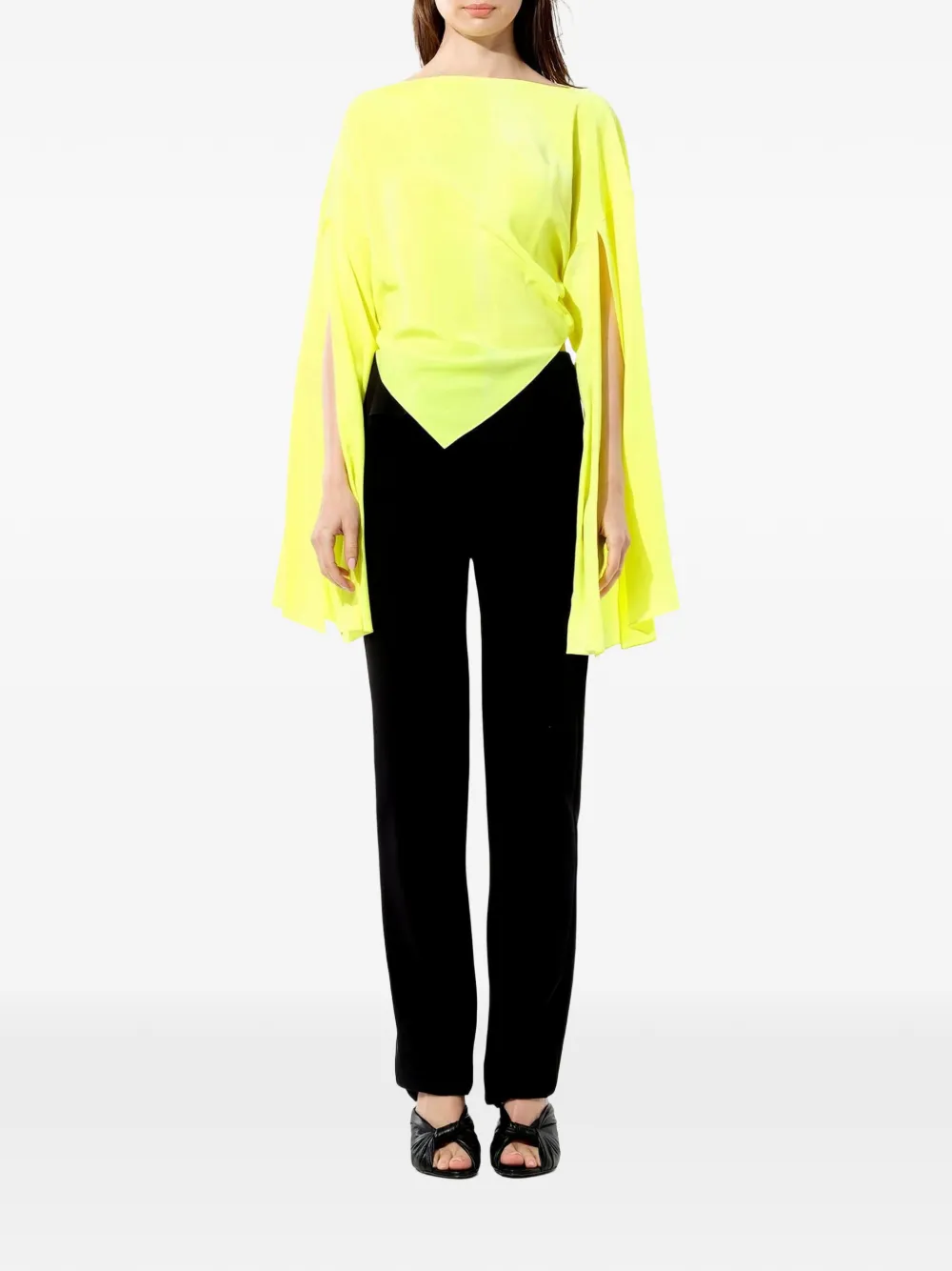 Balenciaga Crêpe top met split in de mouwen Geel