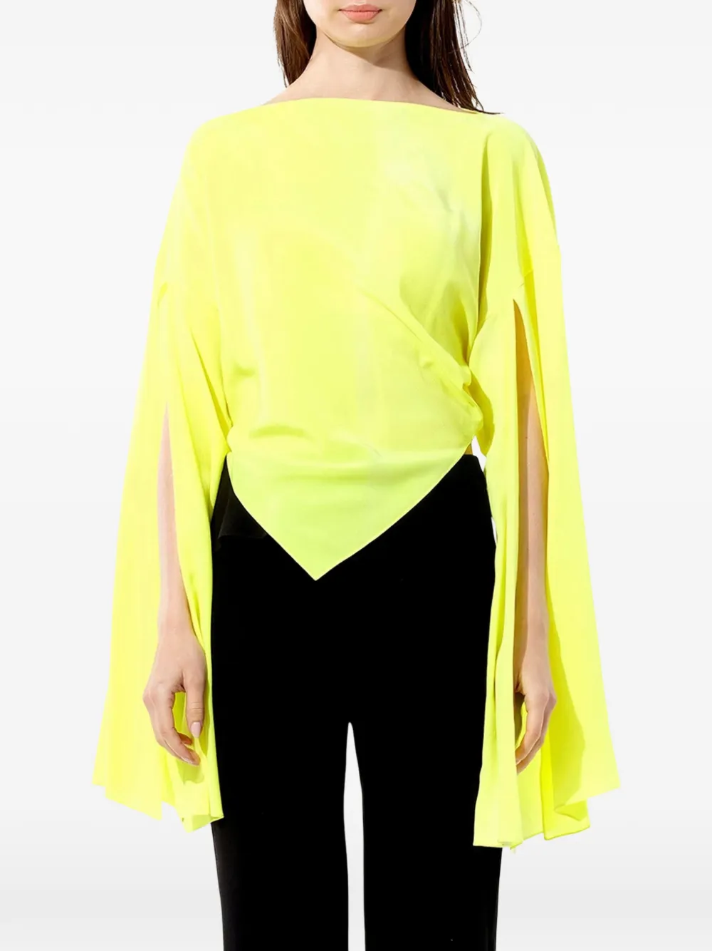 Balenciaga slit-sleeve crepe top - Giallo