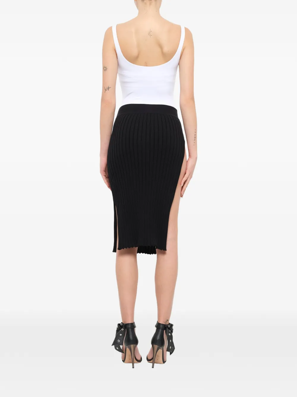 Givenchy Ribgebreide midi-rok met zijsplit Zwart