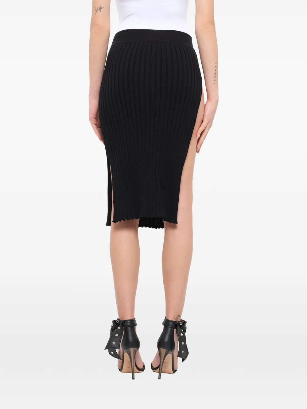 Givenchy Ribgebreide midi-rok met zijsplit Zwart