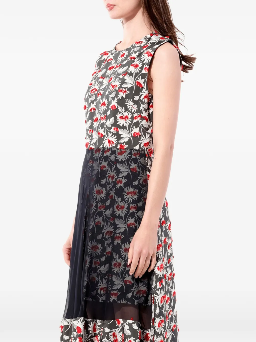 Balenciaga Mouwloze midi-jurk met bloemjacquard Grijs