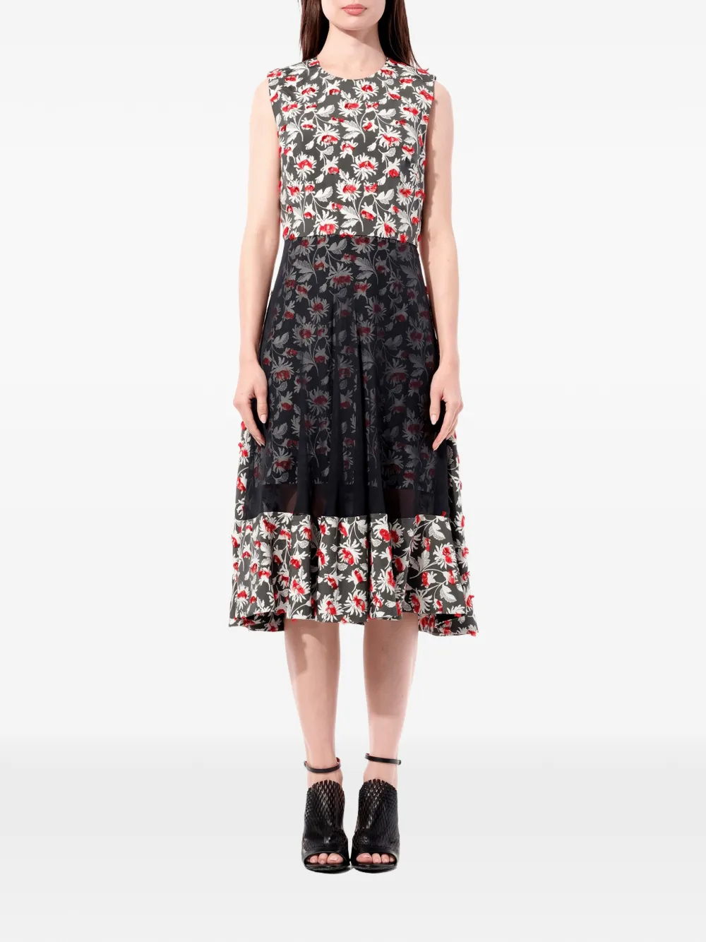 Balenciaga floral-jacquard sleeveless midi dress - Grigio