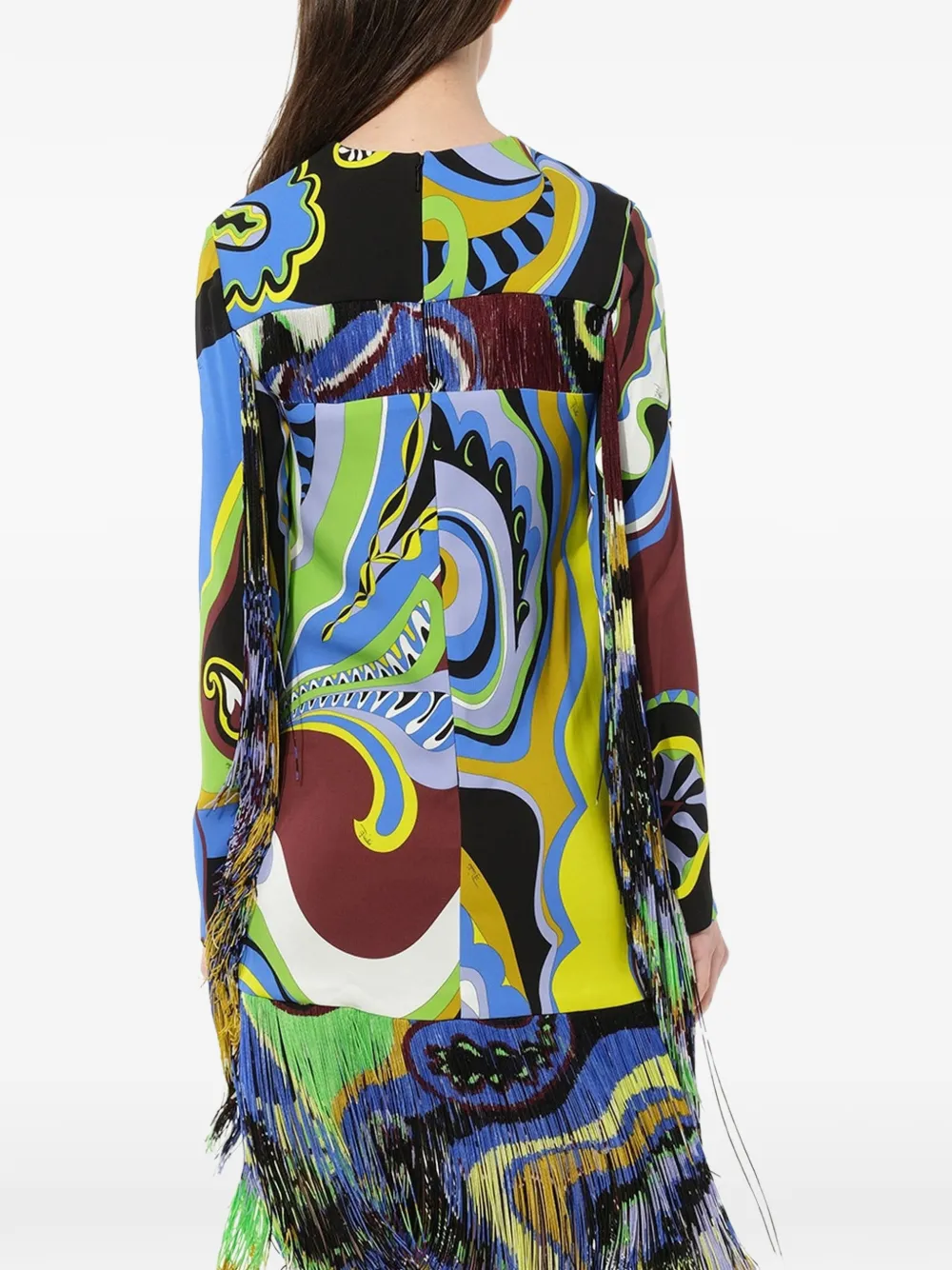 PUCCI Jurk met kwastje en abstracte print Bruin