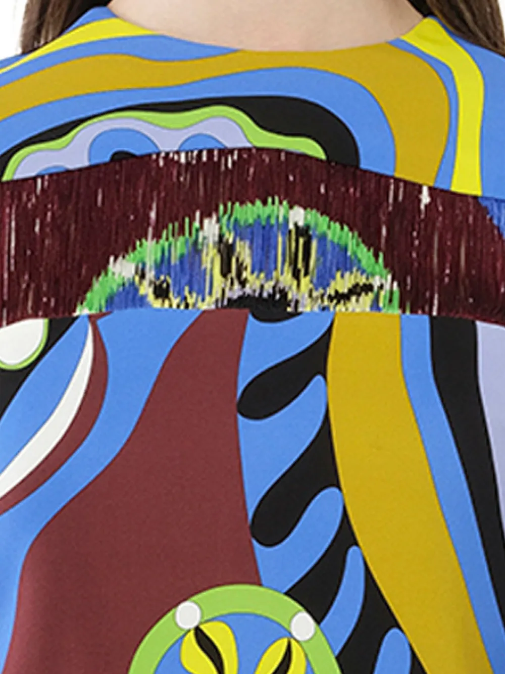 PUCCI Jurk met kwastje en abstracte print Bruin