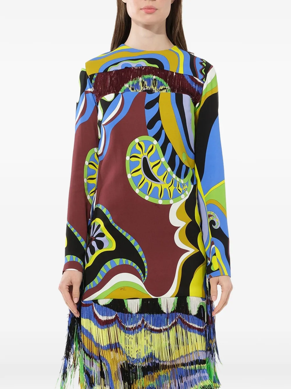 PUCCI Tassel-detail Abstract-print Dress in Brown, view 2