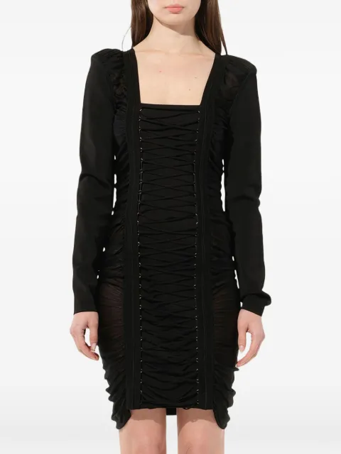 Balmain vestido corto fruncido con cordones