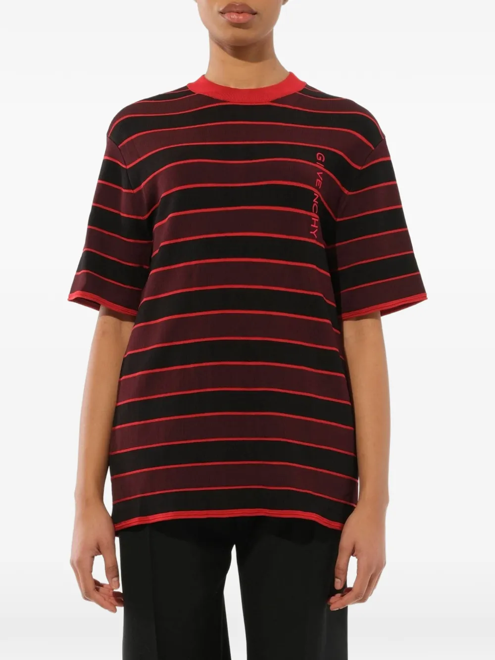Givenchy Striped Sweater in Burgundy/Black - Schwarz