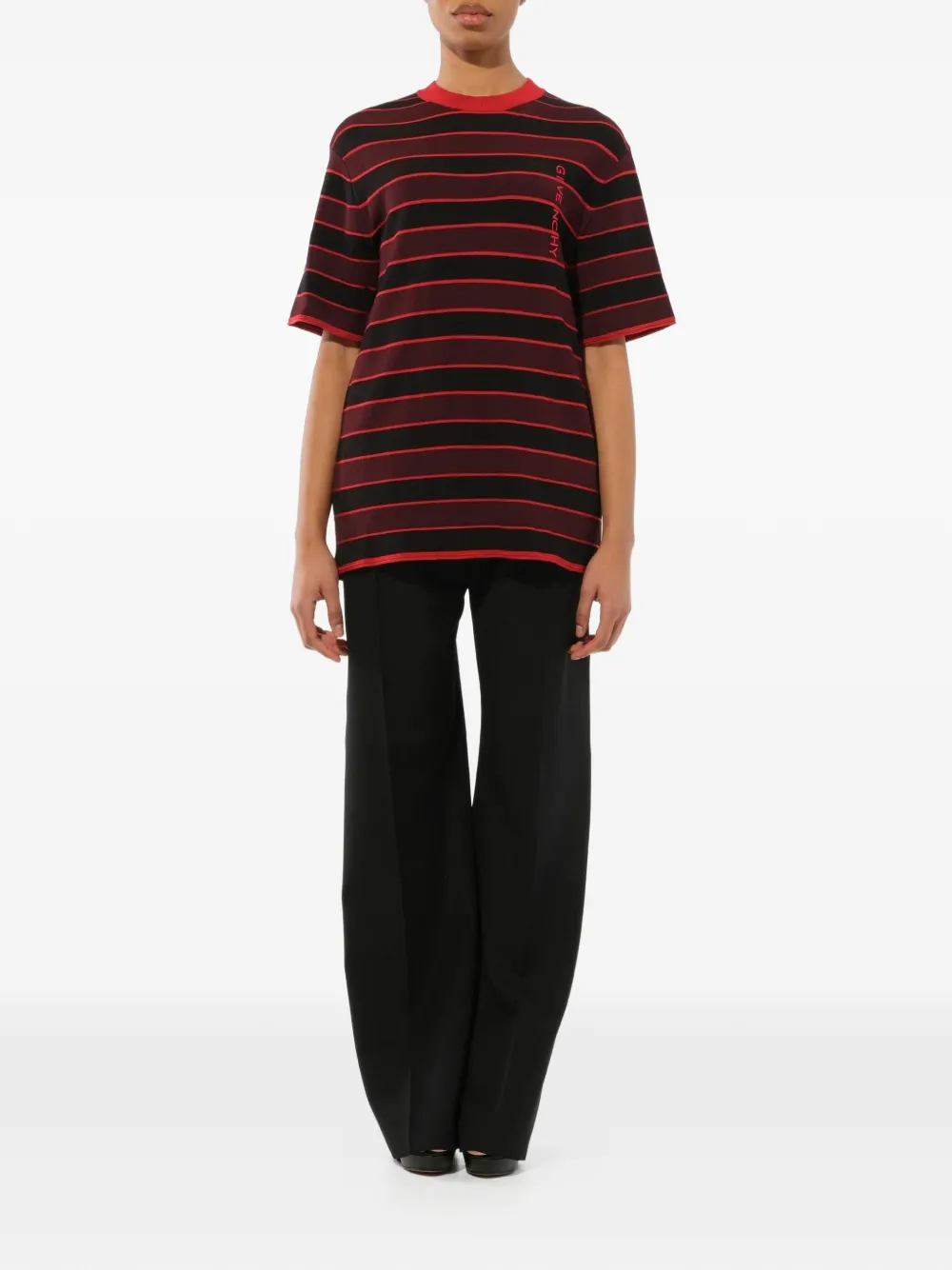  Givenchy Pull Rayé à Logo Brodé - Noir 