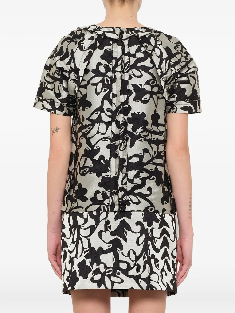 Lanvin Top met abstracte print en korte mouwen Beige