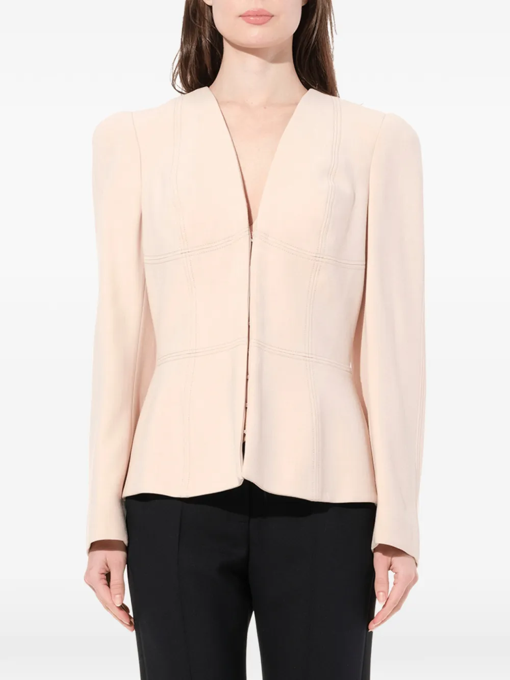 Alexander McQueen topstitched peplum-hem jacket - Nude
