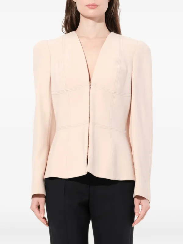 Alexander McQueen Topstitched Peplum-hem Jacket in Neutrals