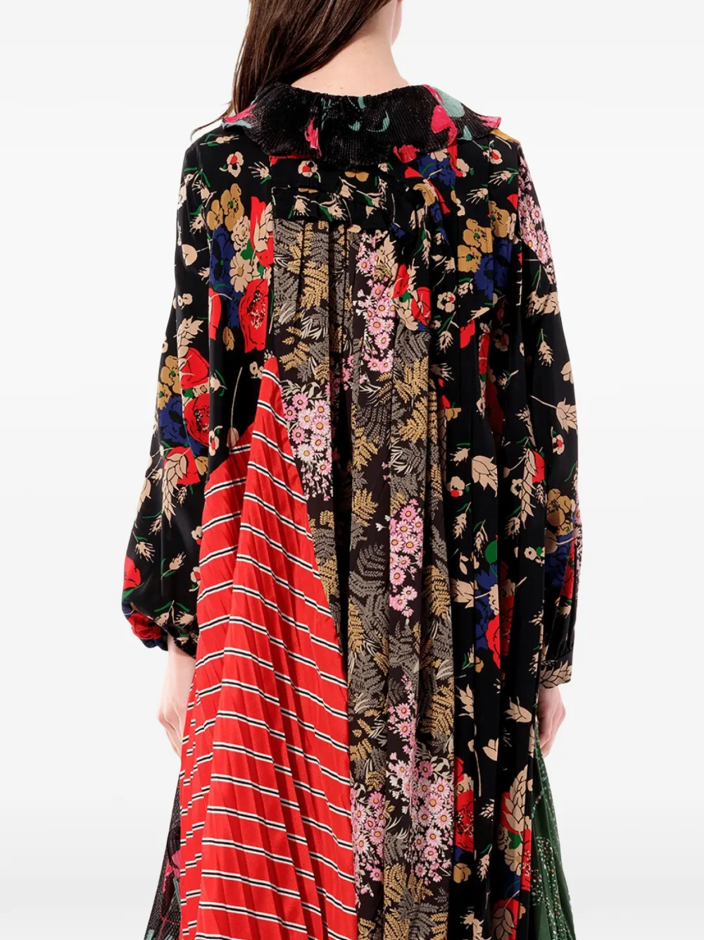 Balenciaga Jurk met bloemenprint en ruches Zwart