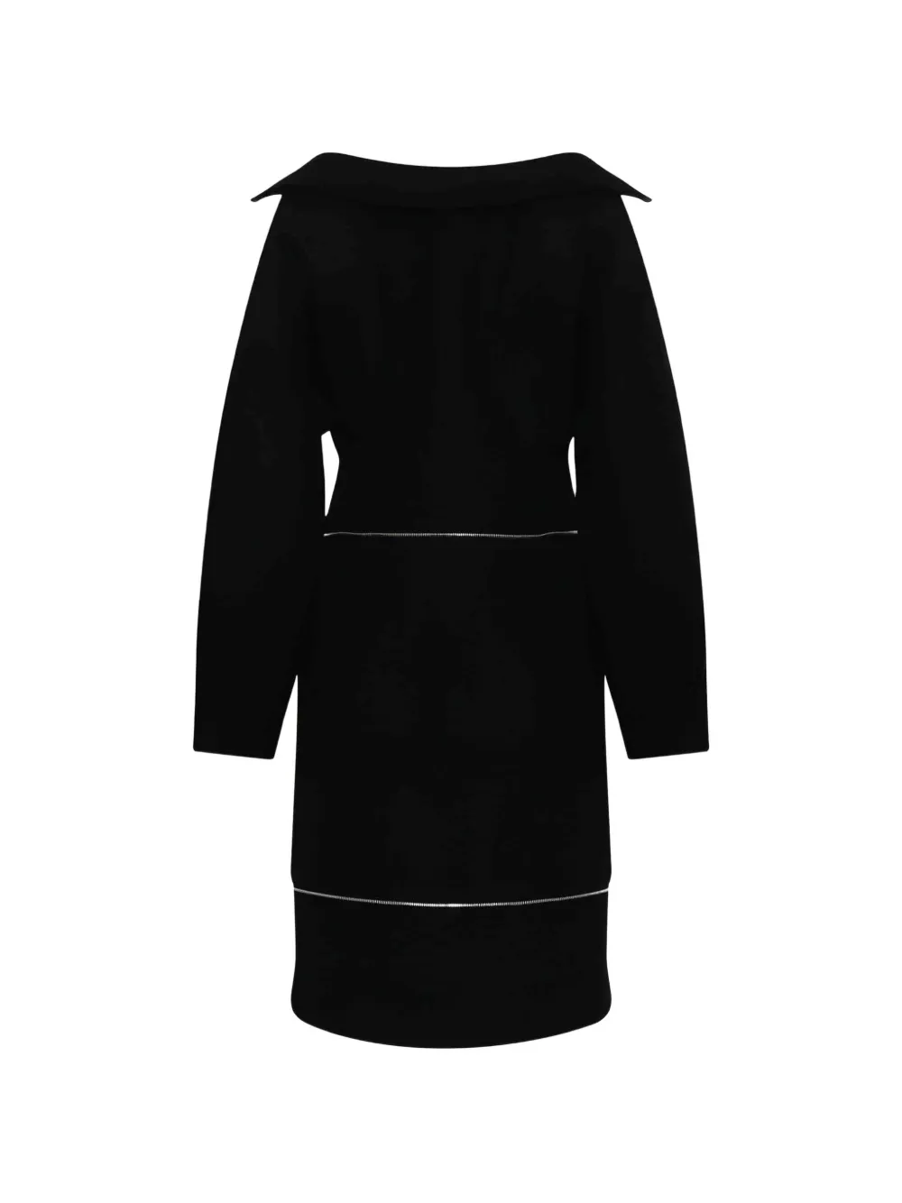 We11done Off-shoulder jurk met ritssluiting Zwart