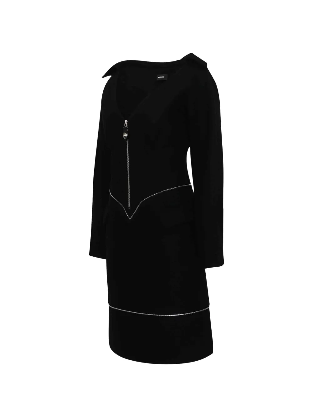 We11done Off-shoulder jurk met ritssluiting Zwart