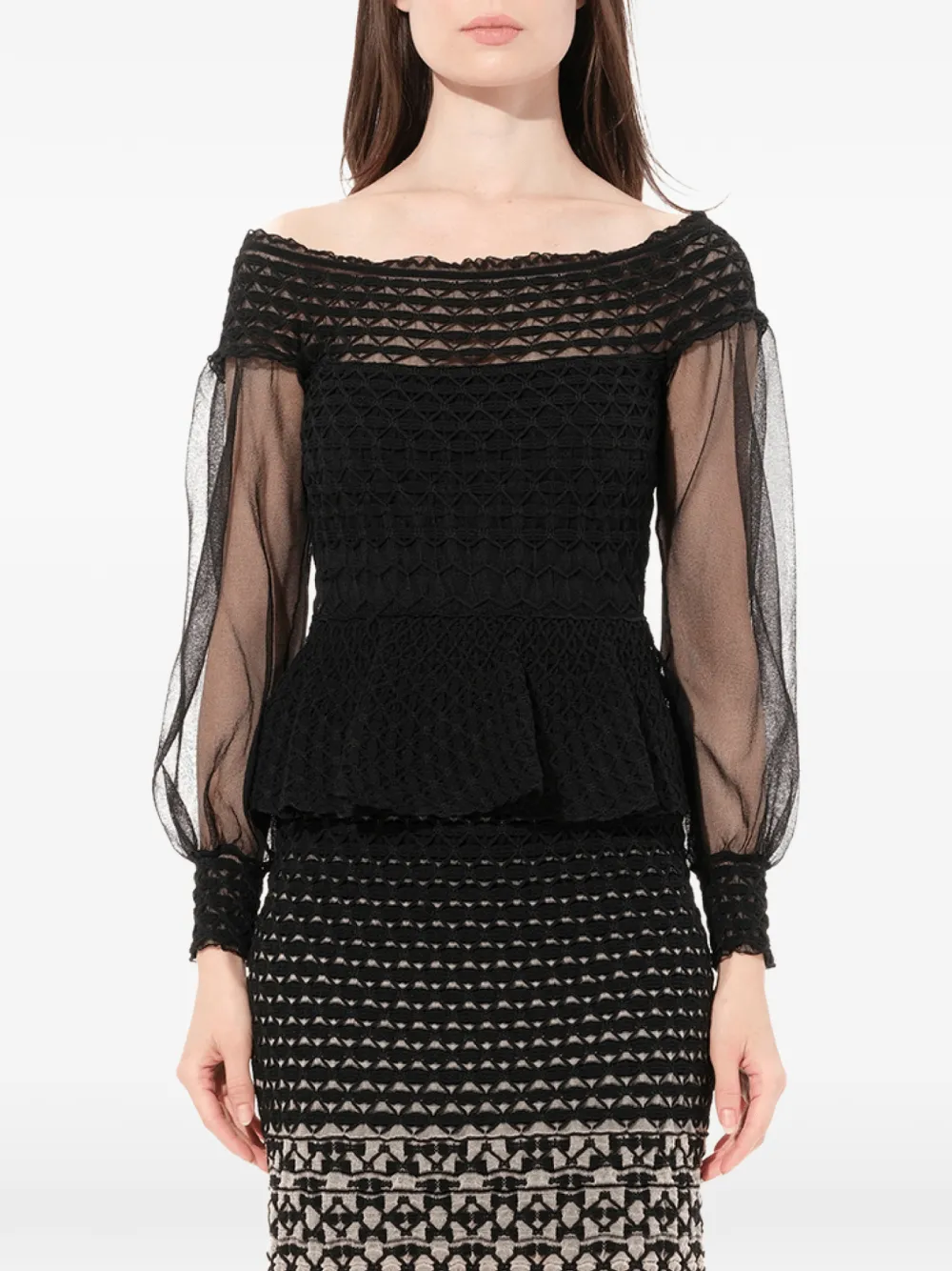 Alexander McQueen criss-cross peplum-hem dress - Schwarz