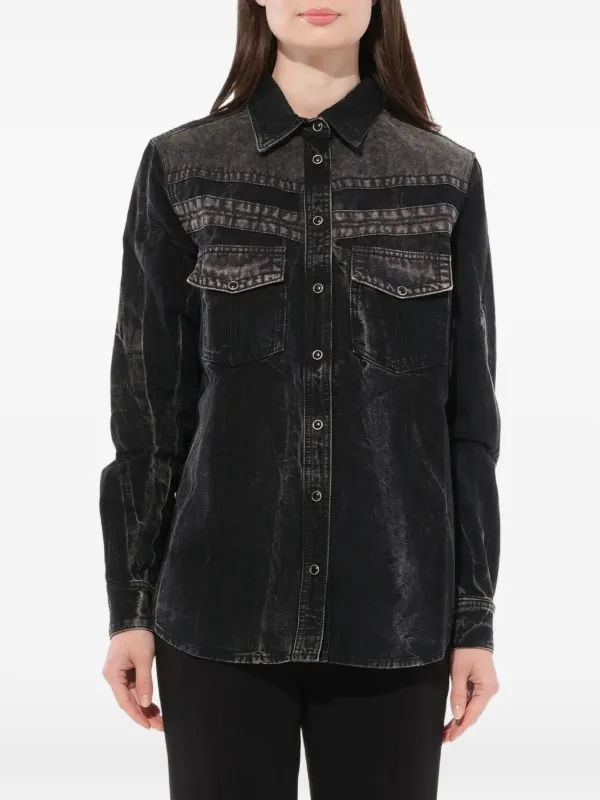 Givenchy Acid-wash Chest-pocket Shirt in Black