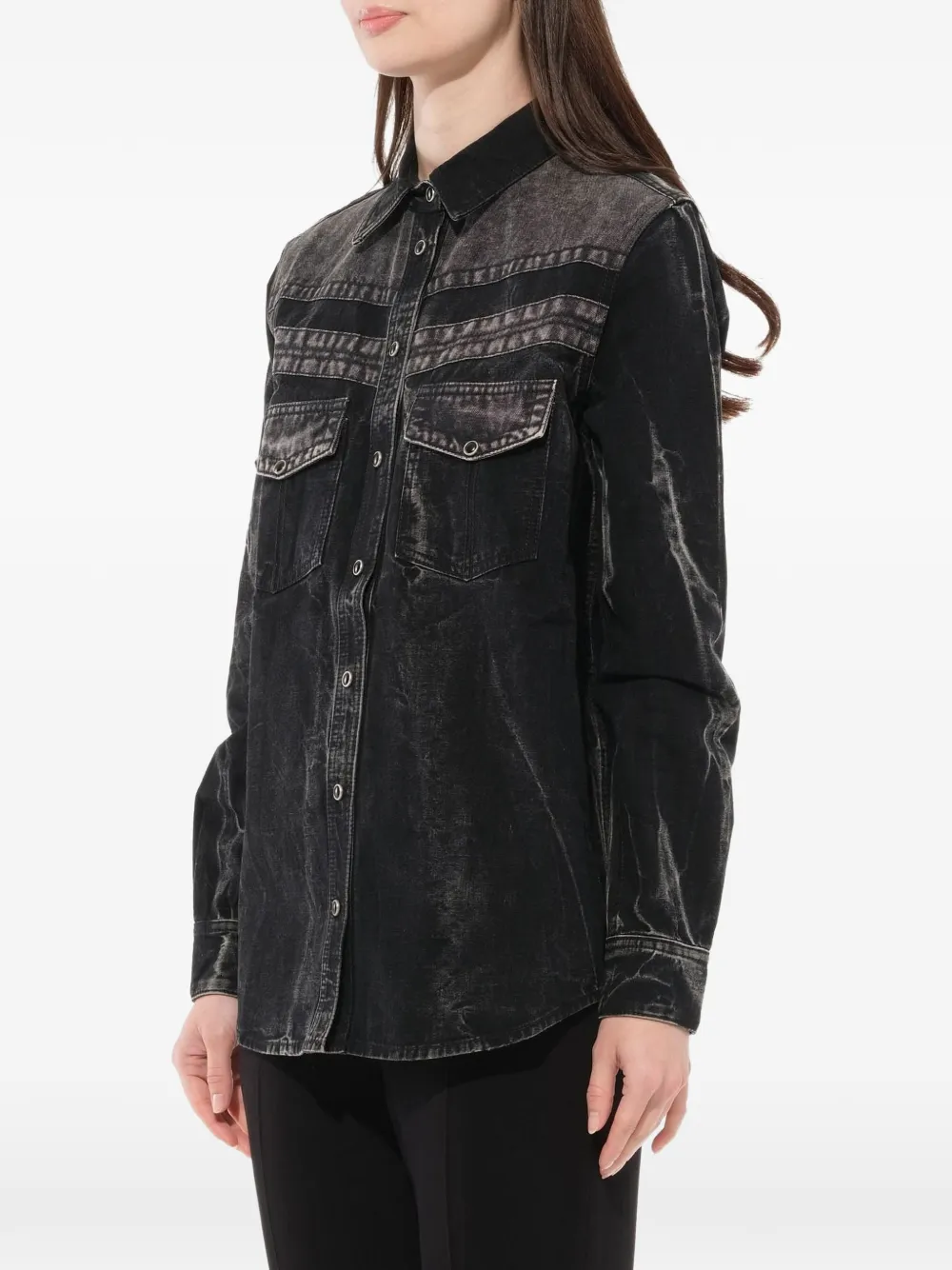 Givenchy blouse met acid wassing en borstzak Zwart