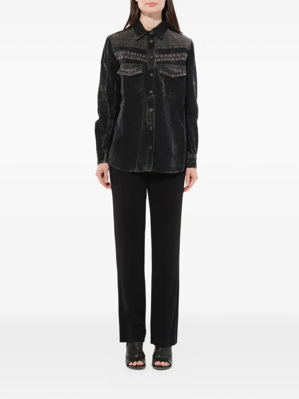 Givenchy blouse met acid wassing en borstzak Zwart