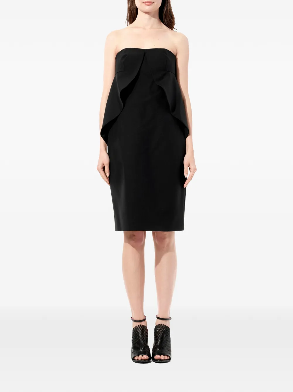 Balenciaga Swan strapless jurk met ruches Zwart