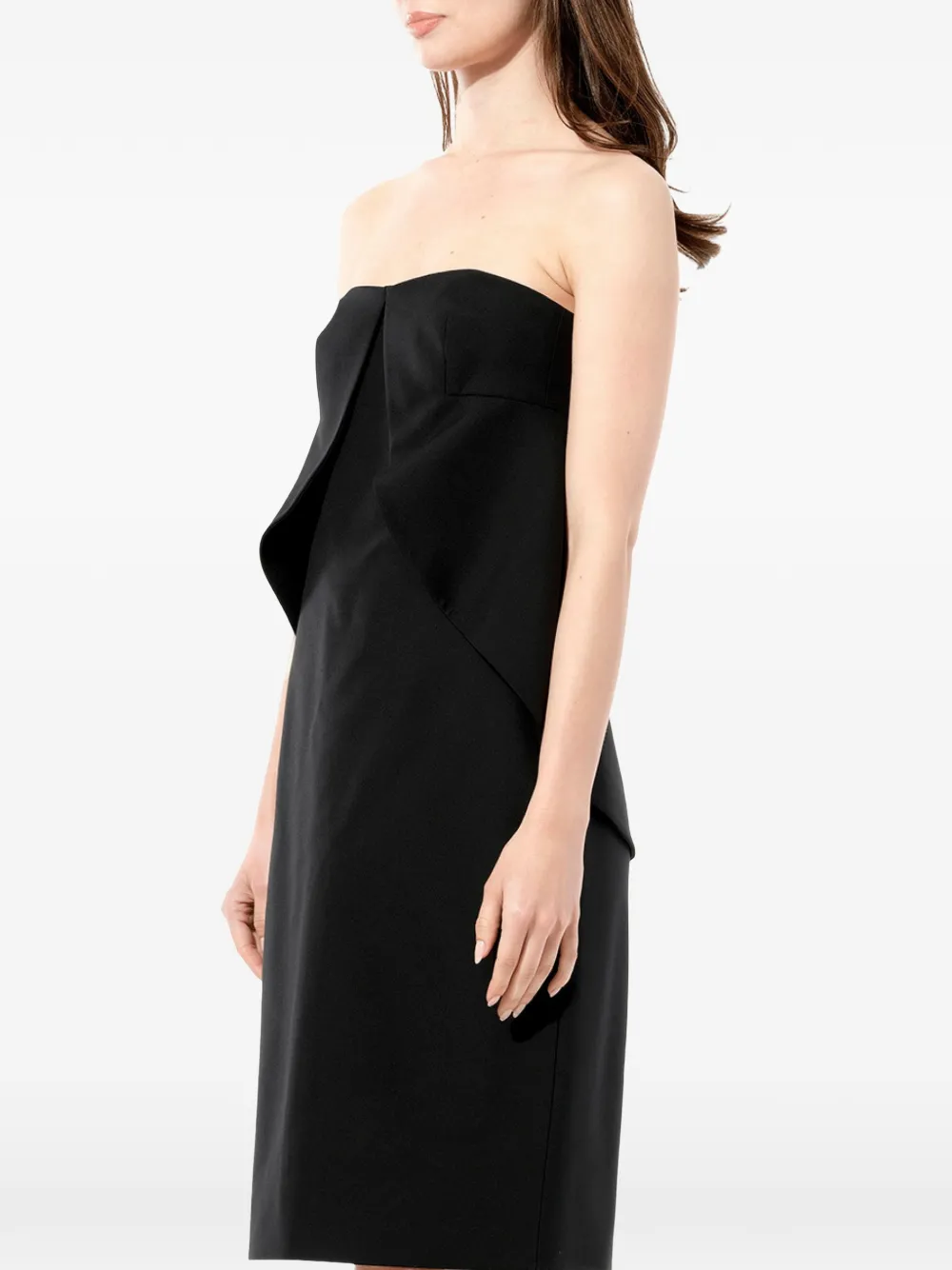 Balenciaga Swan strapless jurk met ruches Zwart