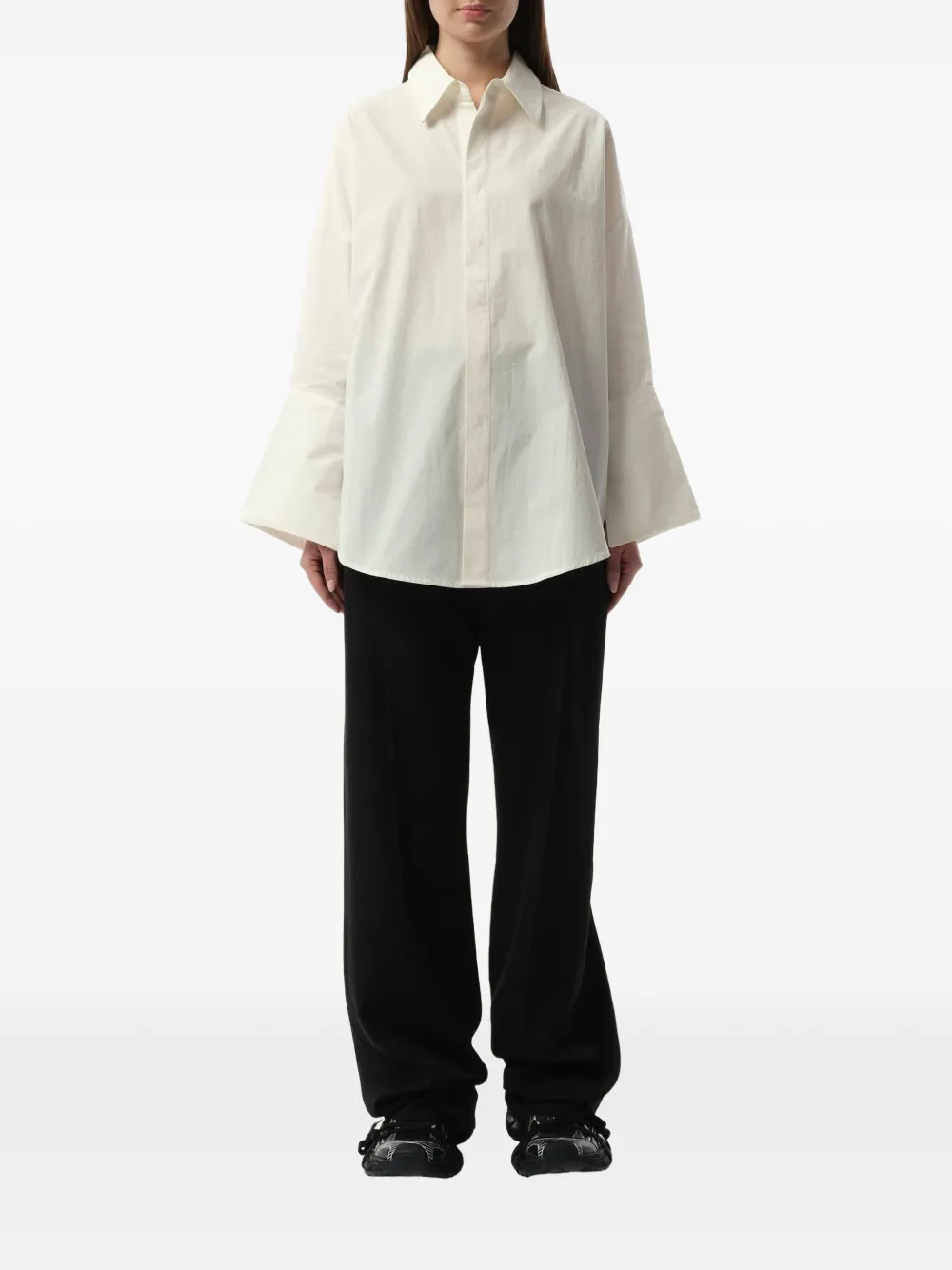 Fax Copy Express Oversized blouse met flared mouwen Wit