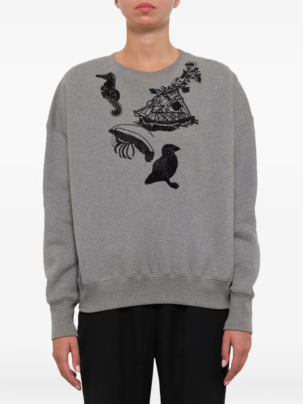 Alexander McQueen Sea Creature-embroidered sweatshirt - Grau