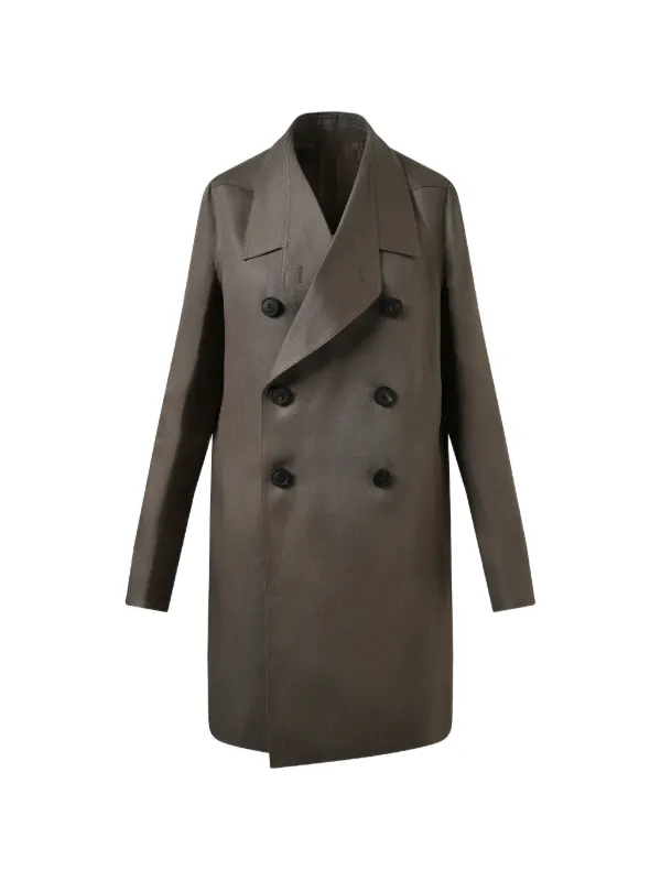 Rick Owens Officer Double-breasted Coat in Brown