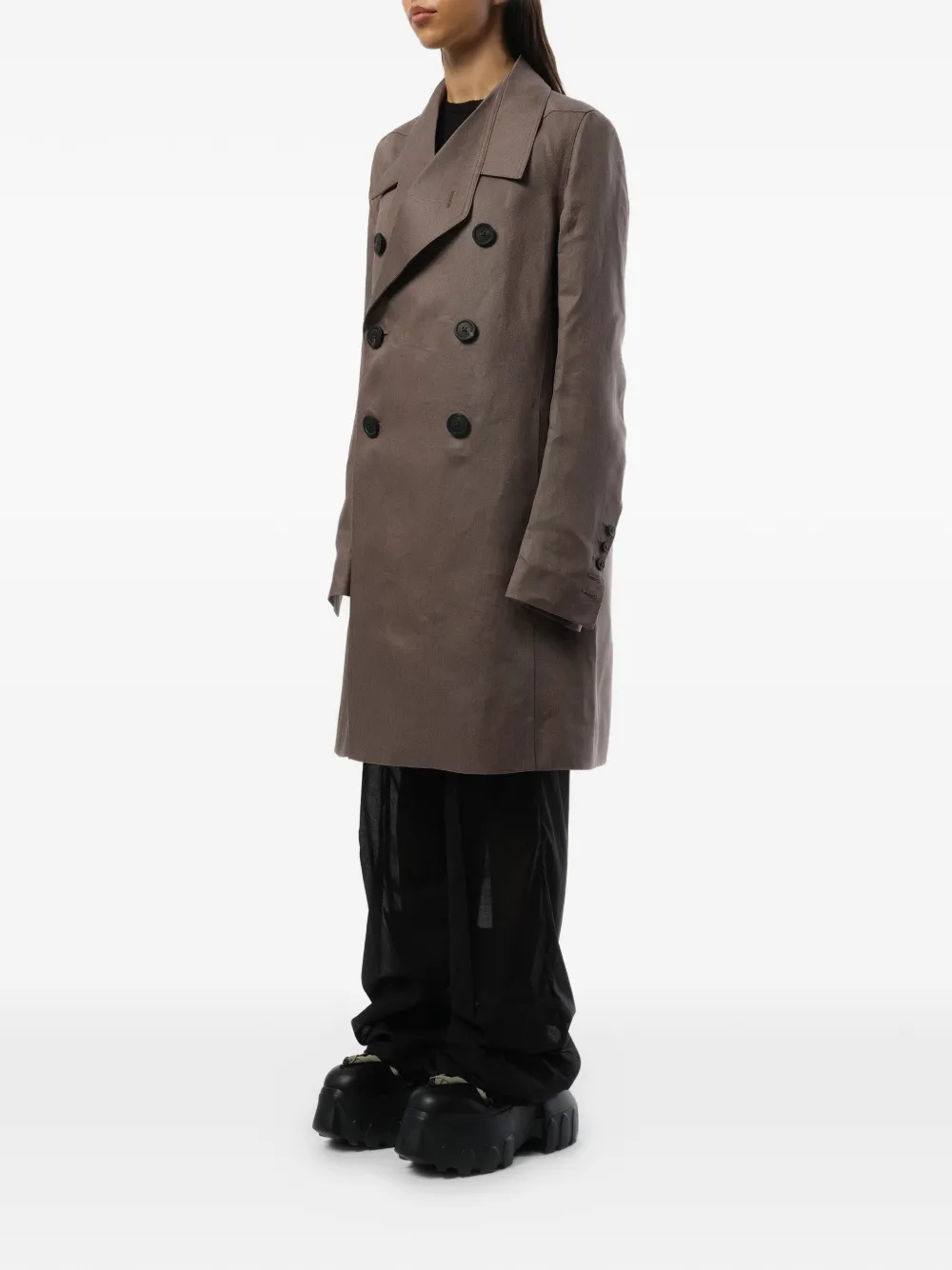Rick Owens Officiers mantel met dubbele rij knopen Bruin