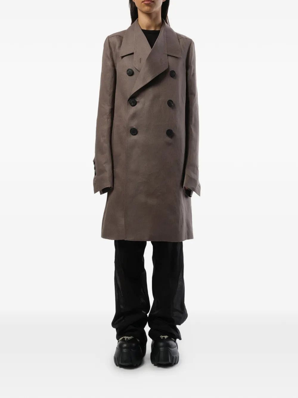 Rick Owens Officiers mantel met dubbele rij knopen Bruin