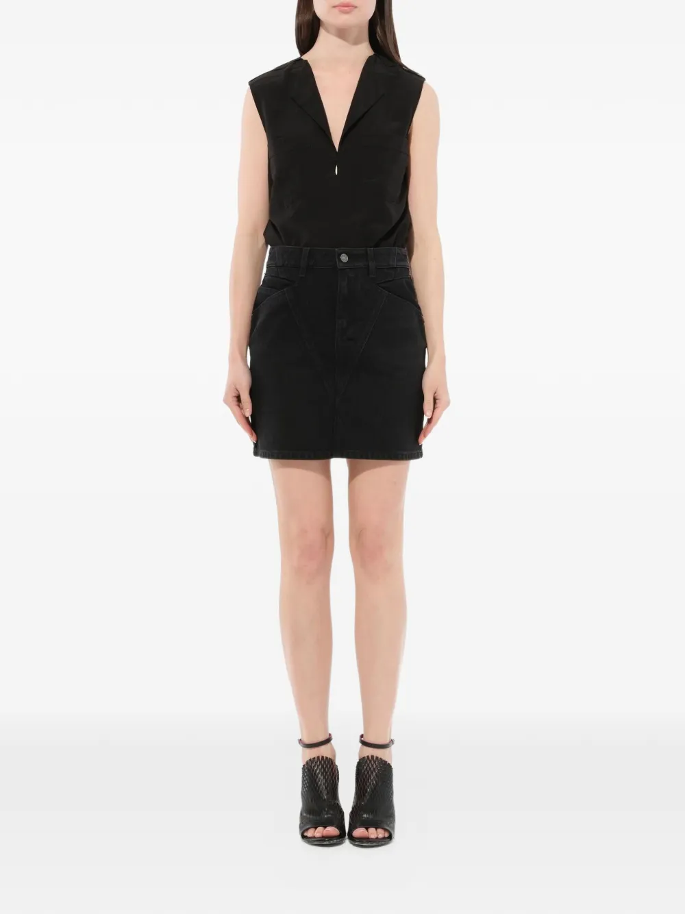  Givenchy Minifalda Vaquera Acampanada - Negro 
